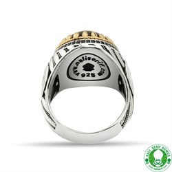 Kişiye Özel İsimli Yeşil Akik Taşlı 925 Ayar Gümüş Erkek Yüzüğü