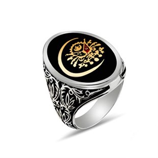 Osmanlı Devleti Arması Oval 925 Ayar Gümüş Erkek Yüzük
